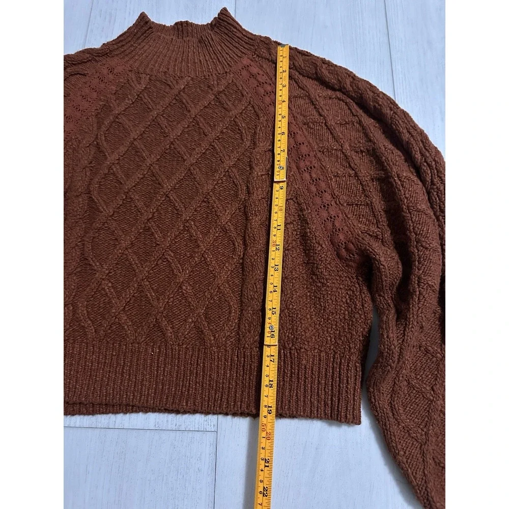 Free People Oversized Chunky Knit Mock Neck Sweater Sz S Rust Color‎ Cozy